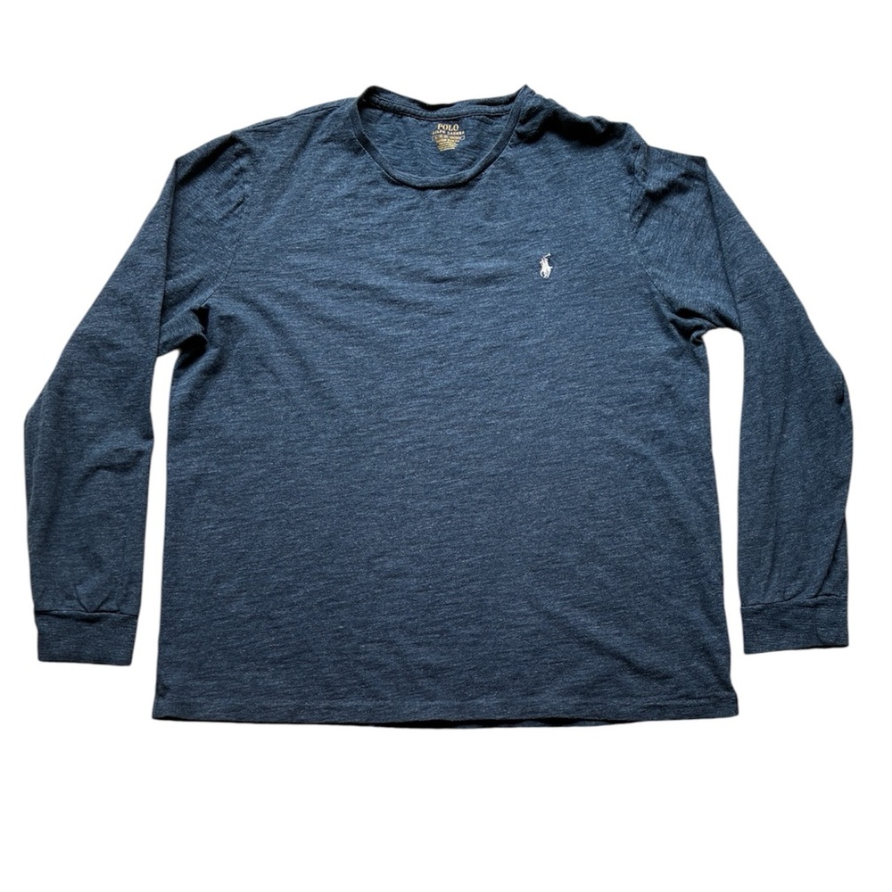Polo Ralph Lauren Men’s Bluish Grey Cotton Long Sleeve Tee Shirt Size XL